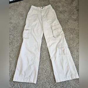 Hollister Women's Cream Wide Leg Baggy Jeans